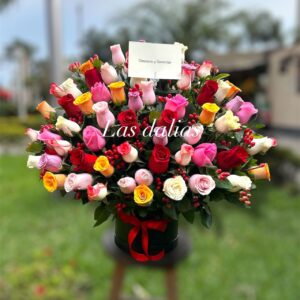 box de rosas de colores